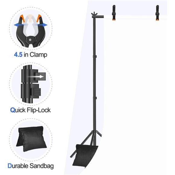 Backdrop Stand 10x7ft(WxH) Photo Studio Adjustable Background Stand Support Kit - Picture 2 of 6